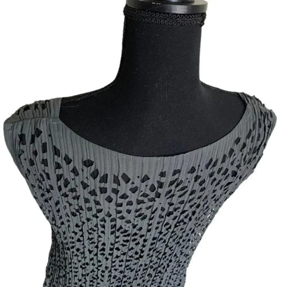 Veeca‎ S sleeveless laser cut mesh over black slip dress - Picture 6 of 7